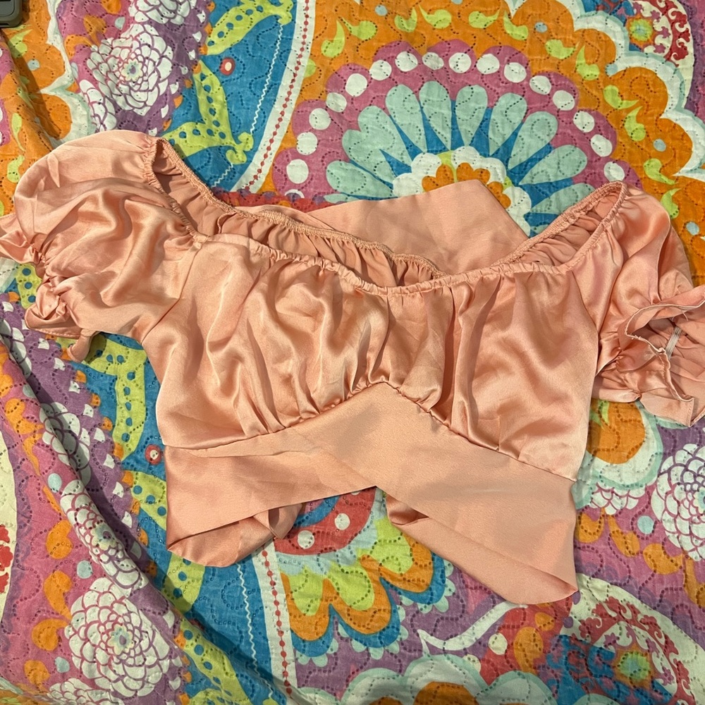 Pink off shoulder crop top